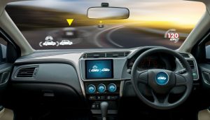 Autonomous driving car and digital speedometer technology image visual